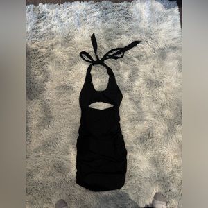 Tiger Mist Black Halter Cutout Mini Dress